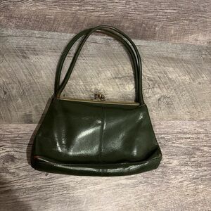 HOBO Dark Green Leather Kiss-Lock Shoulder Bag